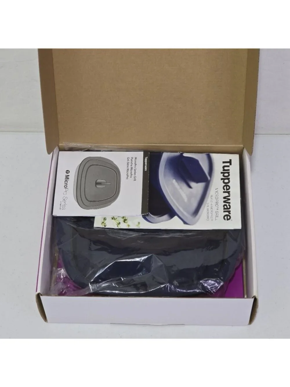 Tupperware MicroPro Series Microwave Grill in Chrome / Dark Blue